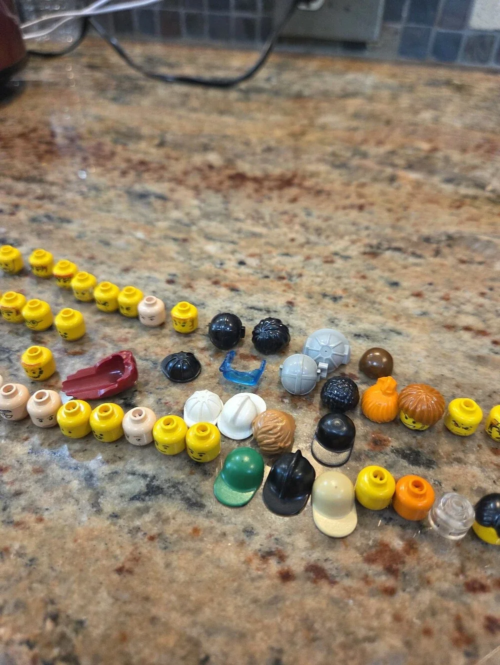 Assorted Lot Of 58 Lego Minifigure Heads Some Blank Hats Hair Random Set Pre-O